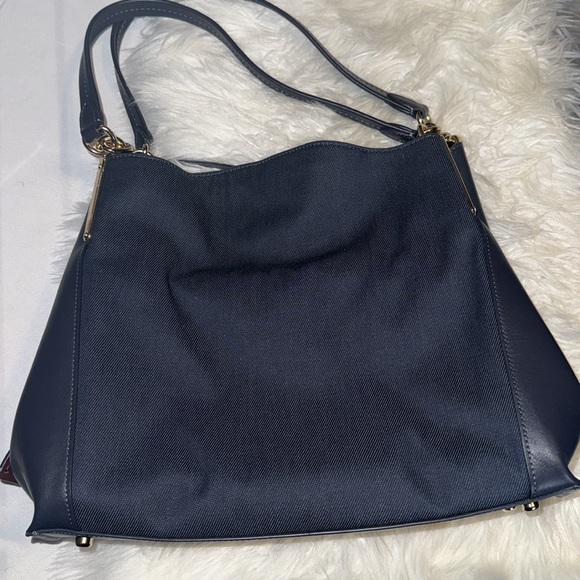 ❤️ Coach Horse and Carriage Jacquard Dalton 31 Blue Shoulder Bag EUC - Picture 5 of 10